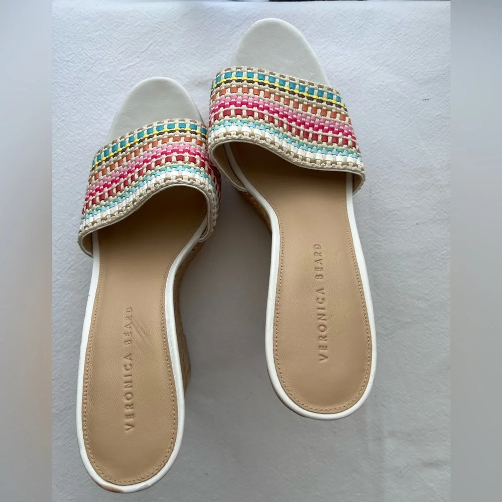 VERONICA BEARD Dali Raffia Wedge Sandals Size 10 New